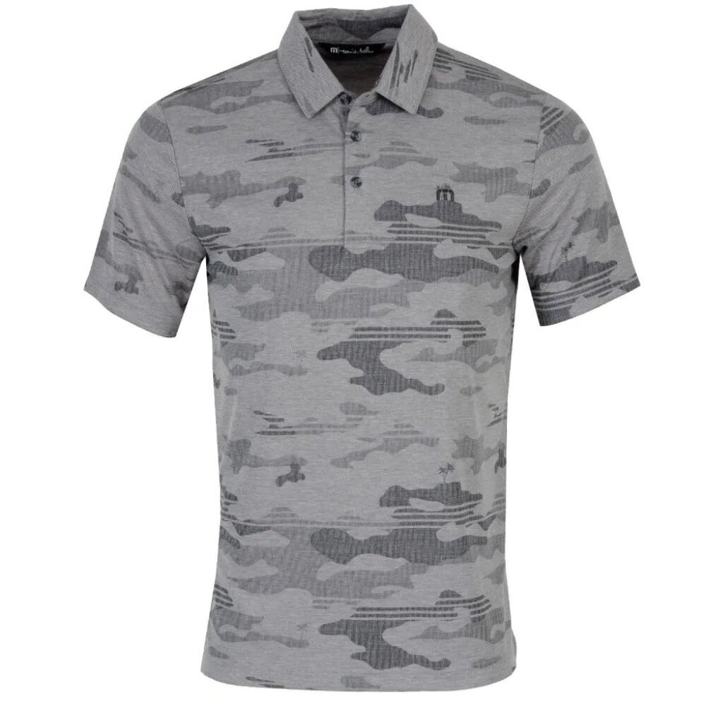 NWT Travis Mathew Beachside Stealth Golf Polo Shirt Heather Grey Camo Eco 3XL